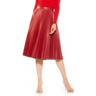 Alexia Admor Luca High Waist Pleated Faux Leather Skirt in Cranberry at Nordstrom Rack, Size X-Large