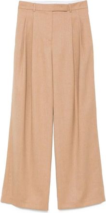 Eleventy pleated wide-leg trousers - women - Cotton/Wool/Metallised Fibres/Polyamide/Cotton - 44 - Neutrals