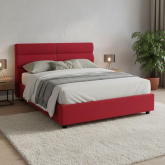 Dmora Cama Plaza Y Media Brivio, Desenfundable, Contenedor Made In Italy, Tama&ntilde;o Colch&oacute;n 120x190 Cm, Rojo