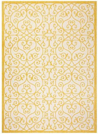 Jonathan Y Designs Madrid Vintage Filigree Textured Weave Indoor/Outdoor Area Rug in Cream/yellow at Nordstrom, Size 4Ft 0In X 6Ft 0In