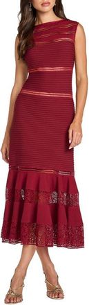 Tadashi Shoji Pintucked Sleeveless Midi Cocktail Dress in Midnight Merlot at Nordstrom, Size X-Small