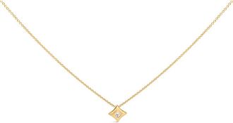 House of Brilliance 10K Gold 1/5 Cttw Bezel Set Princess Diamond Kite Shaped Solitaire Pendent Necklace in Yellow at Nordstrom