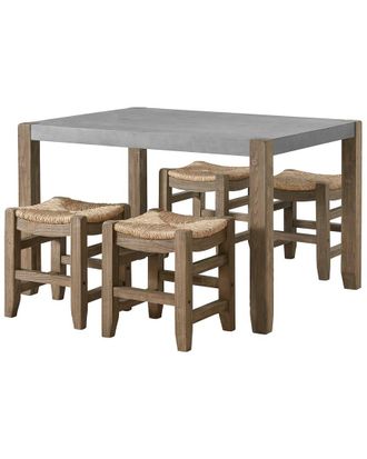 Alaterre Newport 5Pc Wood Dining Set With Table & Four Stools