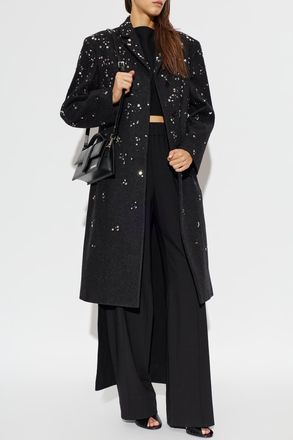 Jil Sander Wool Coat With Sequins, Womens, Grey
