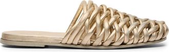 Mars&egrave;ll Steccoblocco woven leather mules - women - Leather/Leather/Leather - 40 - Gold
