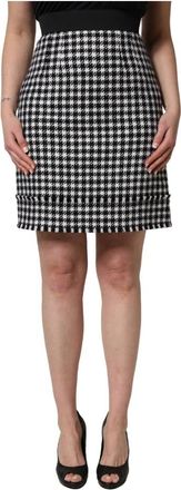 Dolce & Gabbana Houndstooth Highwaist Mini Rok - Dames - Korte rokken - Zwart - XL - Katoen - Rokken