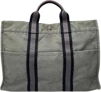 Herm&egrave;s Pre-owned Canvas Tote Bag - Dames - Vintage Shopper - Grijs - ONE Size - Vintage