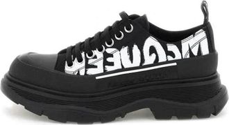 Alexander McQueen (WMNS) Alexander McQueen Tread Slick Low Lace Up Graffiti Shoes Black White 708753W4RQ21006