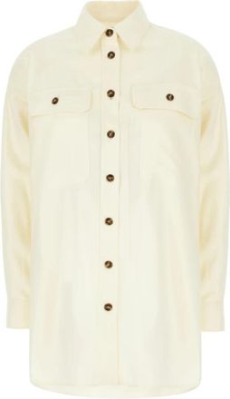 Max Mara Stijlvol Overhemd - Dames - Overhemden - Beige - XS - Katoen - Overhemden