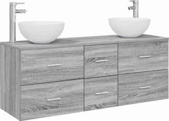 vidaXL Juego De Muebles De Ba&ntilde;o 3 Uds. Sonoma Gris 49,5 X 41 X 64,5 Cm Vidaxl