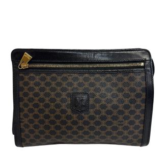 Celine Macadam Black Brown Leather Clutch Bag Pouch (Pre-Owned)
