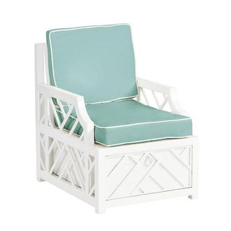 Ballard Designs Miles Redd Lounge Chair 2-Piece Replacement Cushion - Canvas Spa Sunbrella with White Welt - Ballard Designs