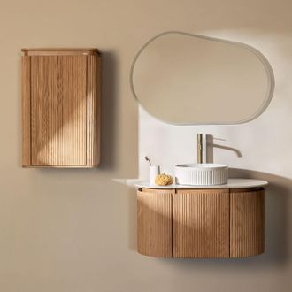 Sklum Conjunto De Mueble De Ba&ntilde;o Suspendido 90x50 Cm En Madera Carsone Sklum