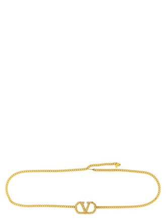 Valentino Garavani Golden Logo Embellished Chain Belt