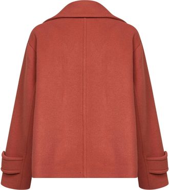 Chlo&eacute; Womens Short Wool-Blend Coat Cedar Pink Virgin Wool