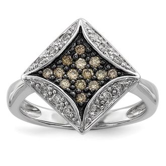 Diamond2Deal Sterling Silver Champagne Diamond Engagement Ring