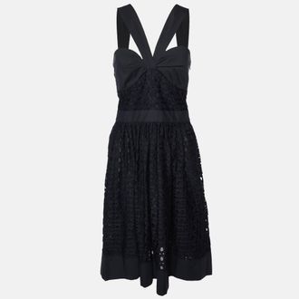 Moschino Boutique Moschino Black Lace Gathered Neck Dress