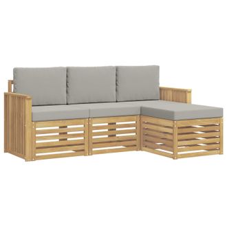 vidaXL Conjunto De Sof&aacute;s De Exterior 4 Uds. Blanco Y Gris Claro Vidaxl
