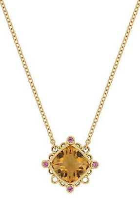 Bony Levy Iris Citrine & Pink Sapphire Pendant Necklace in 18K Yellow Gold at Nordstrom Rack