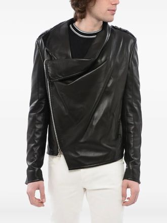 Balmain draped jacket - men - Sheepskin - 50 - Black