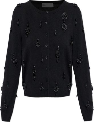 Tory Burch Geborduurde wollen cardigan - Dames - Vesten - Zwart - S - Wol - Truien & Vesten