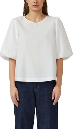 s.Oliver Schlupfbluse S.OLIVER, Damen, Gr. 34, wei&szlig;, Web, Obermaterial: 100% Baumwolle, unifarben, l&auml;ssig geschnitten h&uuml;ftbedeckend, Rundhals, abgesteppte Kant