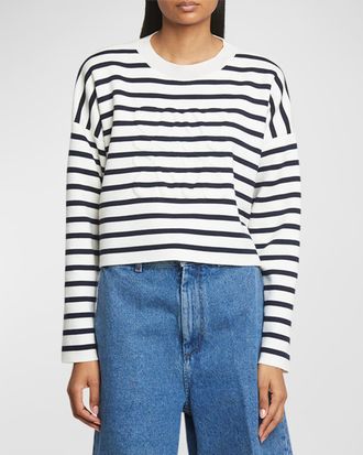 Loewe Striped Wool-Blend Sweater with Anagram Detail