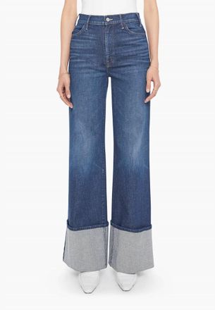 Mother Hustler Roller Sneak Cuff Wide Leg Jeans In Kicks And Riffs