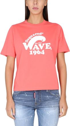 Dsquared2 Pink Graphic Crew Neck T-Shirt