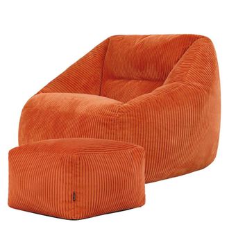Icon Brand Puf sill&oacute;n con reposapi&eacute;s cuadrado en pana naranja terracota
