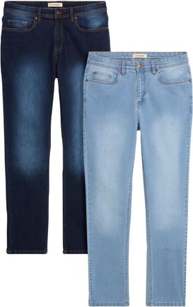 Bonprix Regular-fit-Jeans BONPRIX, Herren, Gr. 24, U-Gr, mittelblau denim, dunkelblau denim, Denim/Jeans, Obermaterial: 82% Baumwolle, 17% Polyester, 1% Elast