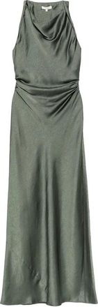 Vince Maxi jurk met gedrapeerde halslijn en ruches - Dames - Maxi kleedjes - Groen - XS - Kleedjes