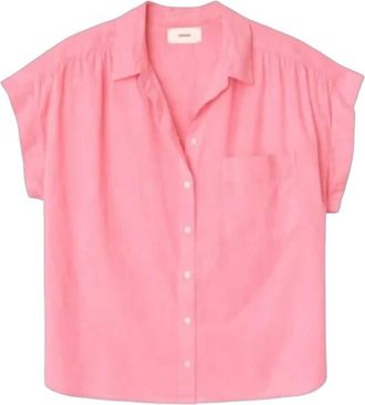 Xirena Womens Lexi Cap Sleeve Poplin Shirt In Hot Coral