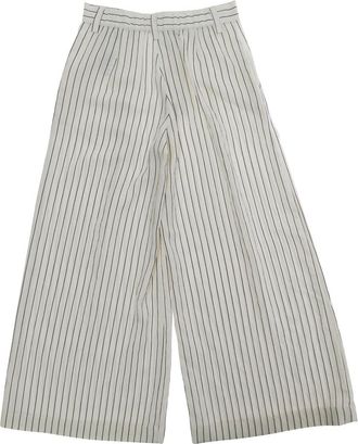 Max & Co. Girls Elastic-Waist Straight Pants White Viscose Trousers