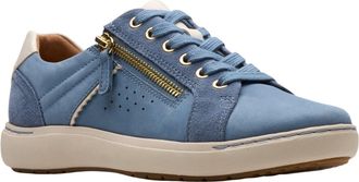 Clarks Womens Nalle Zen Sneaker, Blue Combi Nubuck, 7.5 Wide