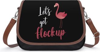Generic Lets Get Flock Up Flamingo Crossbody Bags for Women Fashion Leather Shoulder Handbags With Adjustable Strap