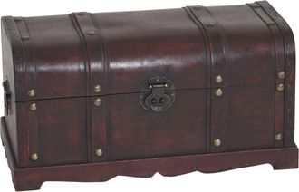 Hhg Hhg - Nunca Usado] Cofre Madera Cofre Madera Cofre Del Tesoro Valence Aspecto Antiguo 30x57x29cm, Redondo