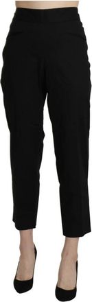 Bencivenga High Waist Straight Cropped Pantalon - Dames - Vrijetijds broeken - Zwart - M - Katoen - Broeken