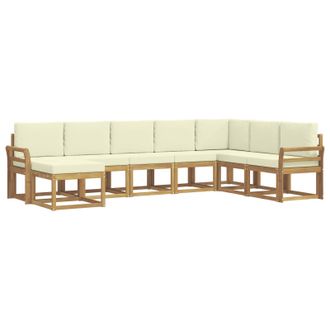 vidaXL Conjunto De Sof&aacute;s De Exterior Con Coj&iacute;n 8 Pcs Blanco Y Crema Vidaxl