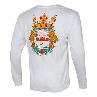 Nike Mens Nike Lbj Nk Lion Ls Max90 Tee Alphabet Printing Sports Round Neck Long Sleeves White T-Shirt DM2465-100