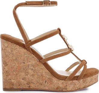 Jimmy Choo London Cuoio Suede JC Emblem 110 Wedges, Brand Size 39.5 ( US Size 9.5 )