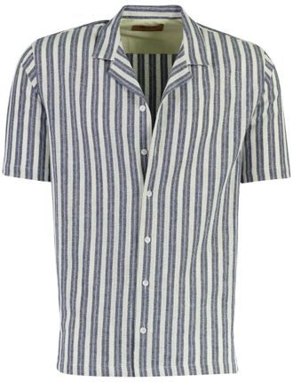 Mos Mosh Overhemd Mos Mosh donkerblauw gestreept normale fit zomer