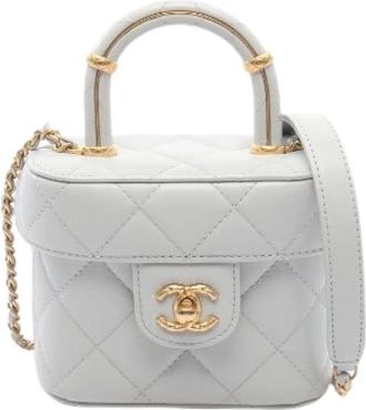 Chanel Pre-owned Matelasse Vanity 2Way Schoudertas - Dames - Vintage Mini Tas - Blauw - ONE Size - Leer - Vintage