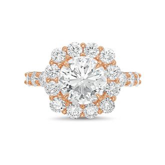 Diana M. Jewels 14kt rose gold 4.00cts Lab-Grown Round Diamond Halo Ring with Diamond Band