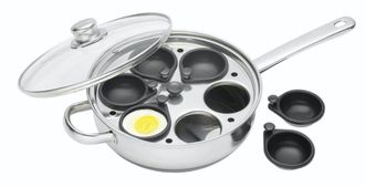 KitchenCraft Escalfador de huevos 28cm con 6 agujeros en acero inoxidable plateado