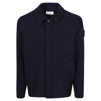 Stone Island Wool Cardigan - Heren - Winterjassen - Blauw - L - Wol - Jassen