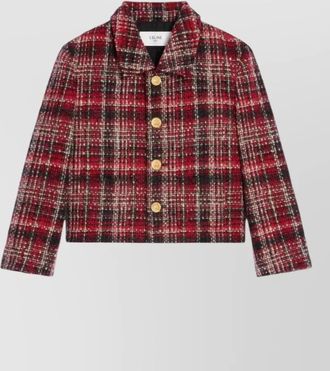 Celine charlotte cropped check jacket long sleeves