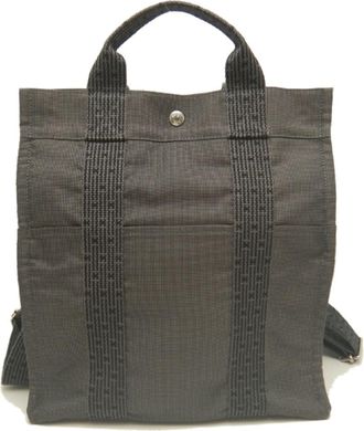 Herm&egrave;s Gray Nylon Canvas Backpack (Pre-Owned)