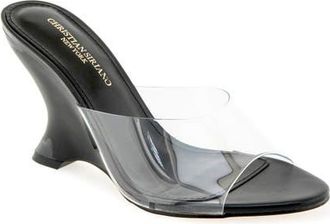 Christian Siriano Tabby Wedge Sandal in Clear/black at Nordstrom, Size 6.5