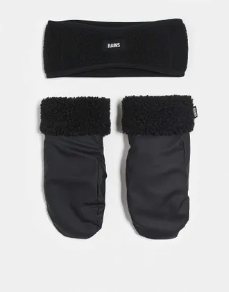 Rains 50020 - Set invernale nero con guanti e fascia per la testa